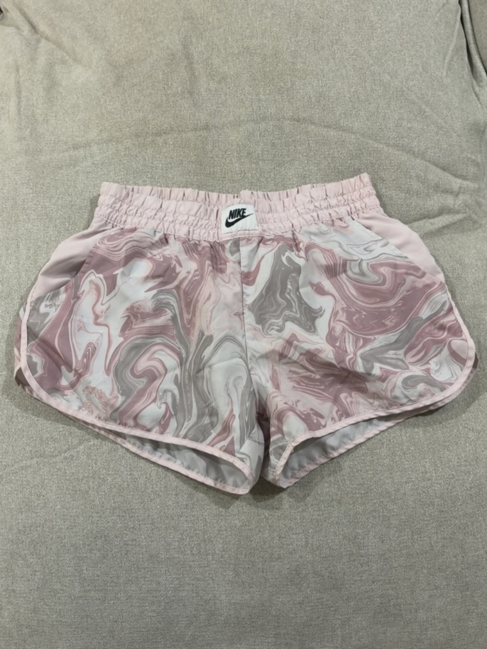 Nike Women's Pink Marble Print Athletic Shorts